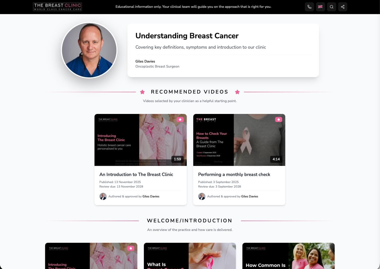 Browsable video suite highlighting key videos
