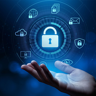 a person holding their hand out with a lock graphic above